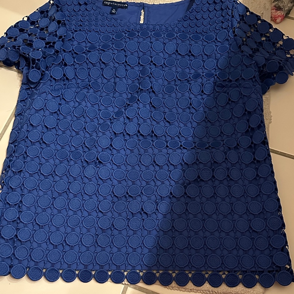 Talbots rsvp Blue Eyelet Blouse